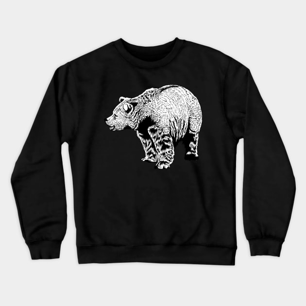 Black and white drawing - brown bear Crewneck Sweatshirt by Modern Medieval Design